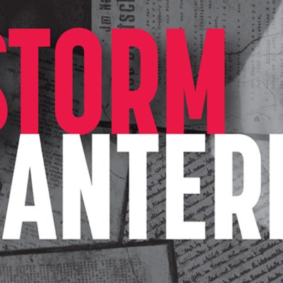 Grey background, text reads Storm Lantern. The word storm is in red and the word lantern is in white.